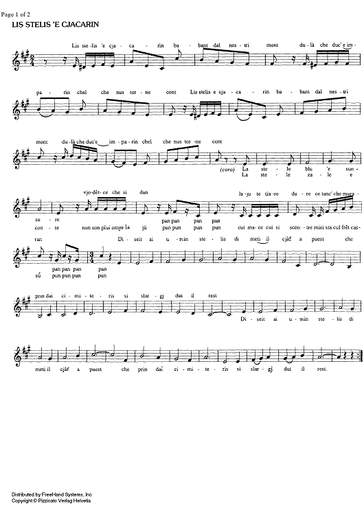 Lis stelis 'e cjacarin