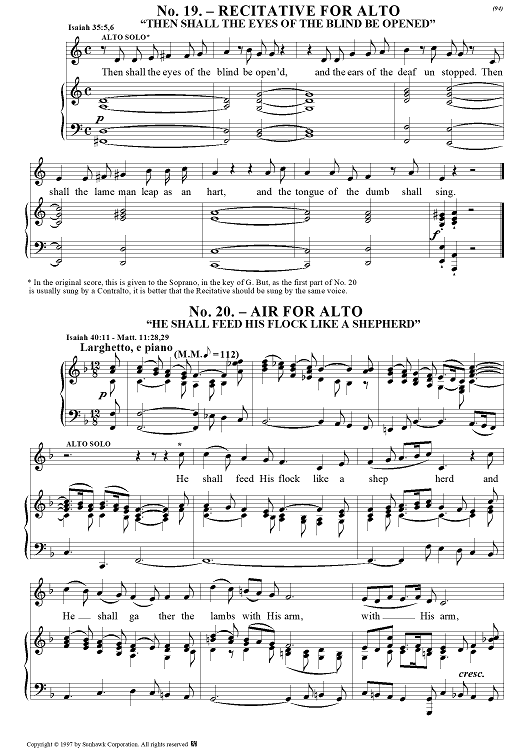 Messiah, no. 20: He shall feed His flock like a shepherd - Piano Score