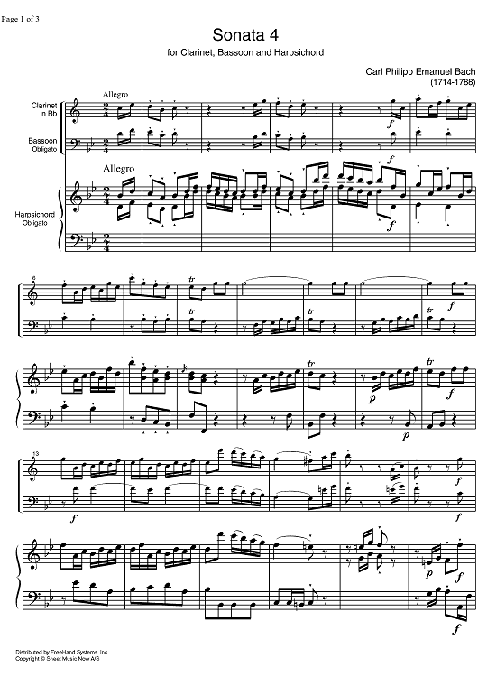 Sonata No. 4 Bb Major - Score
