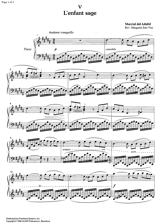 L'enfant sage from "Enfantillages" - Piano