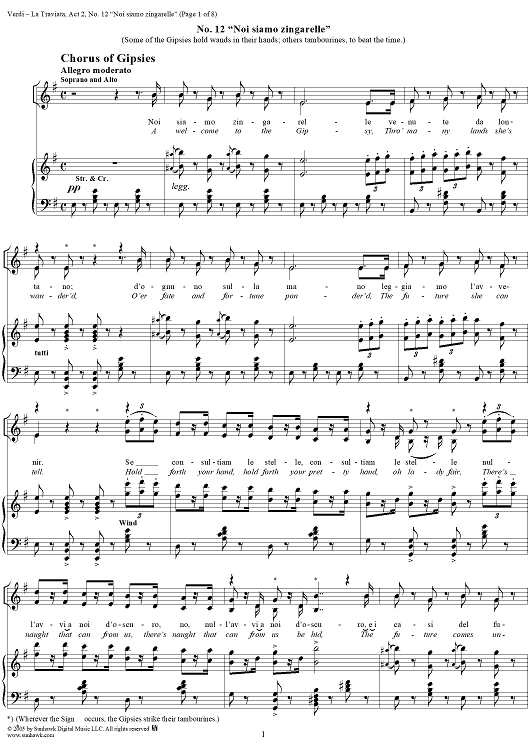 La Traviata, Act 2, No. 12, Chorus of Gypsies. "Noi siamo zingarelle"