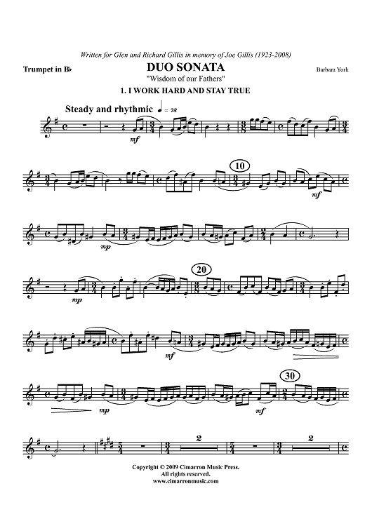 Duo Sonata "Wisdom of our Fathers" - Trumpet in Bb