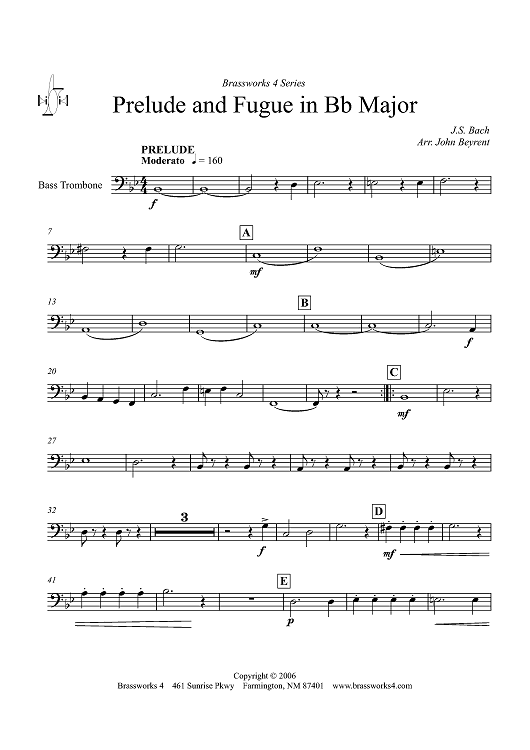Prelude and Fugue in B-flat Major - Bass Trombone