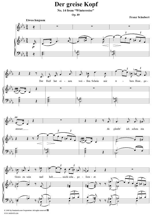 Winterreise (Song Cycle), Op.89, No. 14 - Der greise Kopf, D911 - No. 14 from "Winterreise"  Op.89