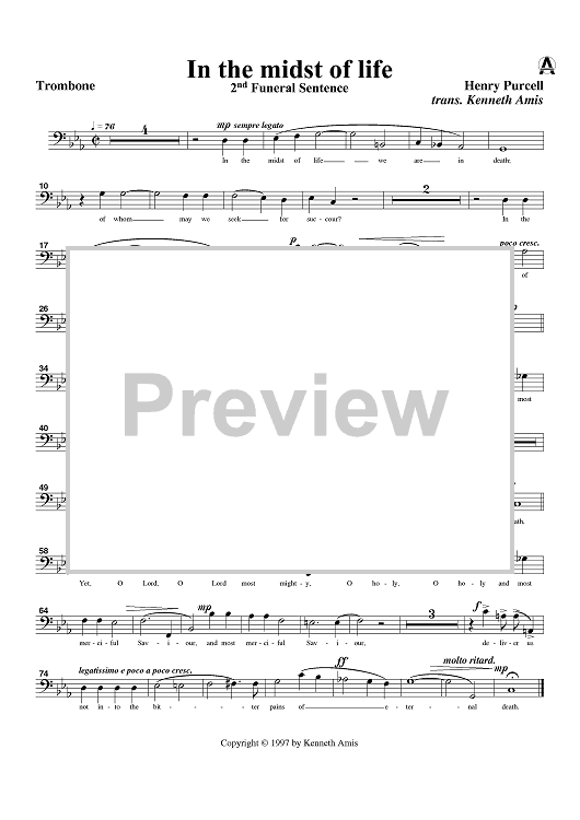 In the midst of life (2nd Funeral Sentence) - Trombone