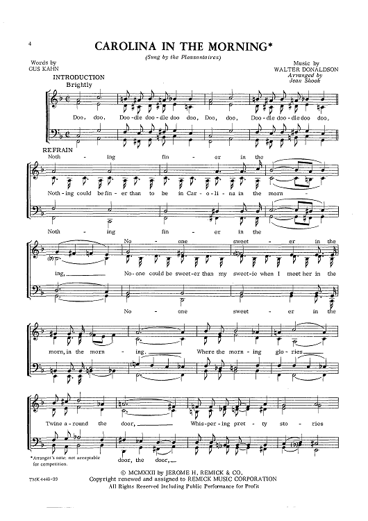 Carolina In The Morning