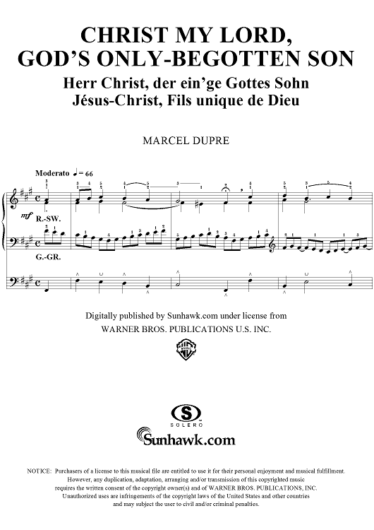 Christ My Lord, God's Only Begotten Son, from "Seventy-Nine Chorales", Op. 28, No. 30