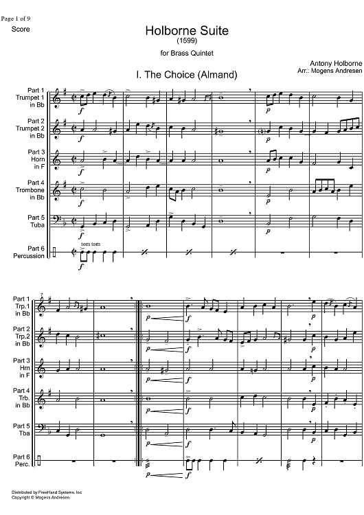 Holborne Suite - Score