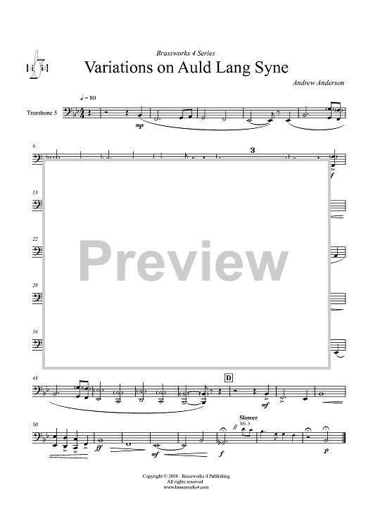 Variations on Auld Lang Syne - Trombone 5