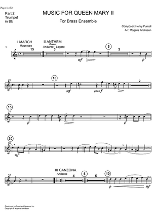 Music for Queen Mary II - B-flat Trumpet