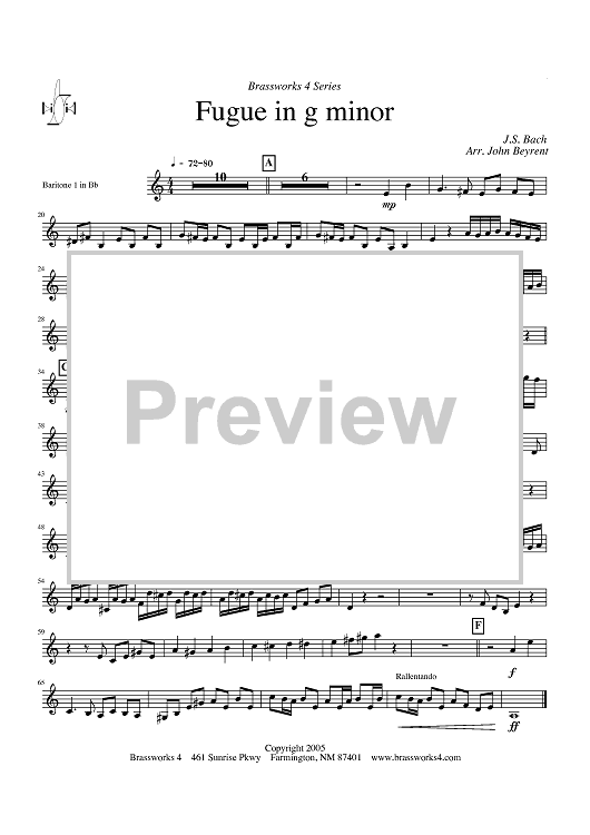 Fugue in g minor - Baritone 1 in Bb