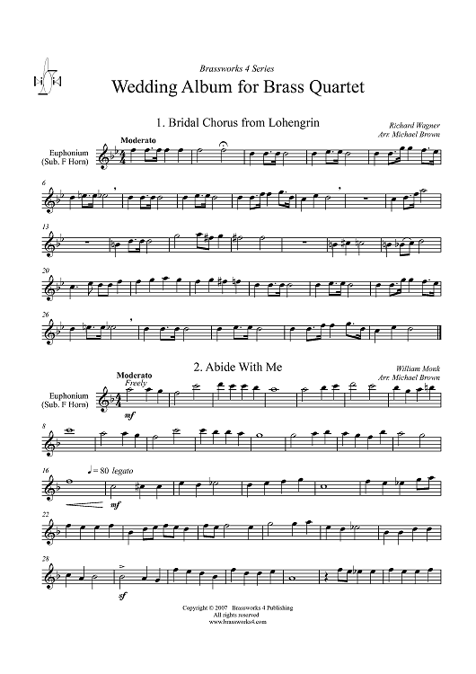 Wedding Album for Brass Quartet - Euphonium TC (Opt. Horn)