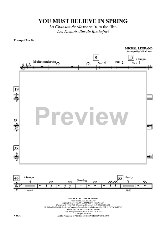 You Must Believe in Spring - Bb Trumpet 3