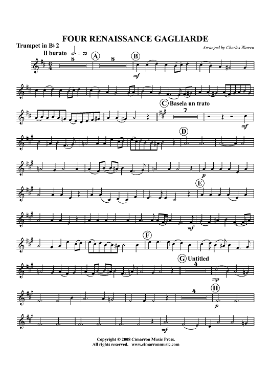 Four Renaissance Gagliarde - Trumpet 2 in Bb
