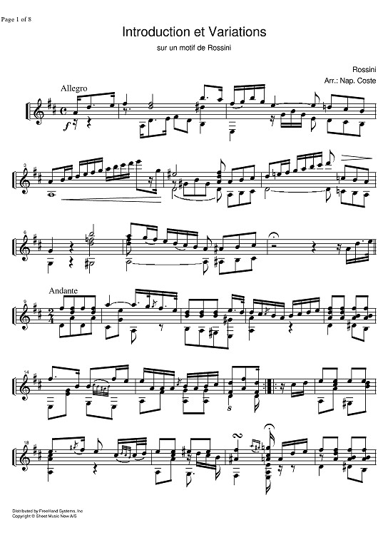 Introduction et Variations motif de Rossini