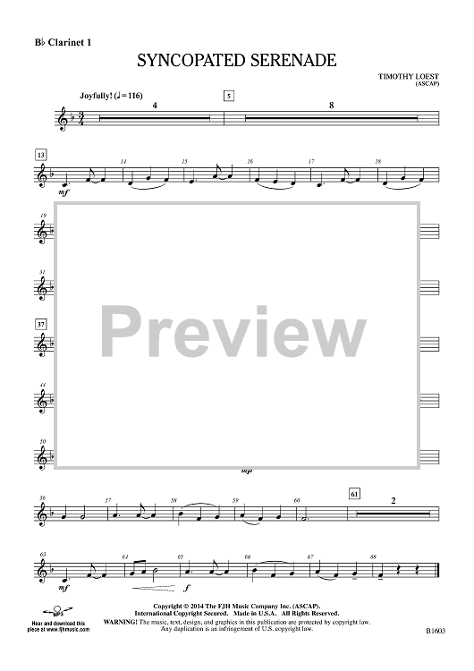 Syncopated Serenade - Bb Clarinet 1