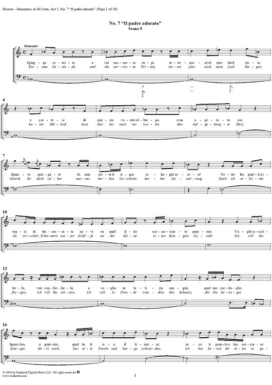 Idomeneo, rè di Creta, Act 1, No. 7 "Il padre adorato" - Full Score