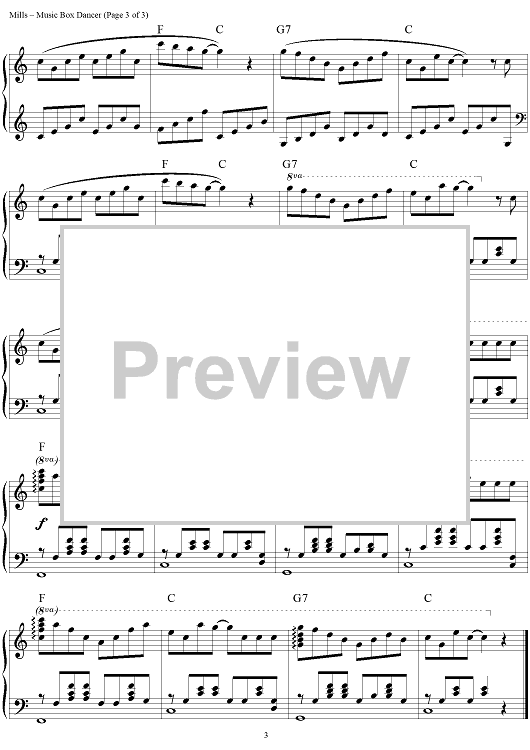 Music Box Dancer Original Piano Solo" Sheet Music for Piano Solo