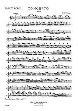 Double Concerto for Recorder and Flute in E minor - Flauto Dolce (Recorder)
