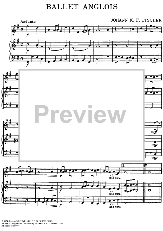 Ballet Anglois - Piano/Conductor, Oboe, Bells