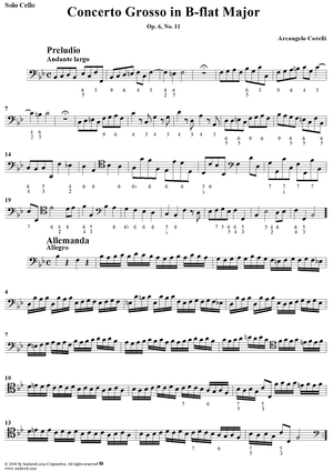 Concerto Grosso No. 11 in B-flat Major, Op. 6, No. 11 - Solo Cello