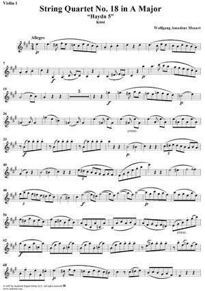 String Quartet No. 18 in A Major, K464 - Violin 1
