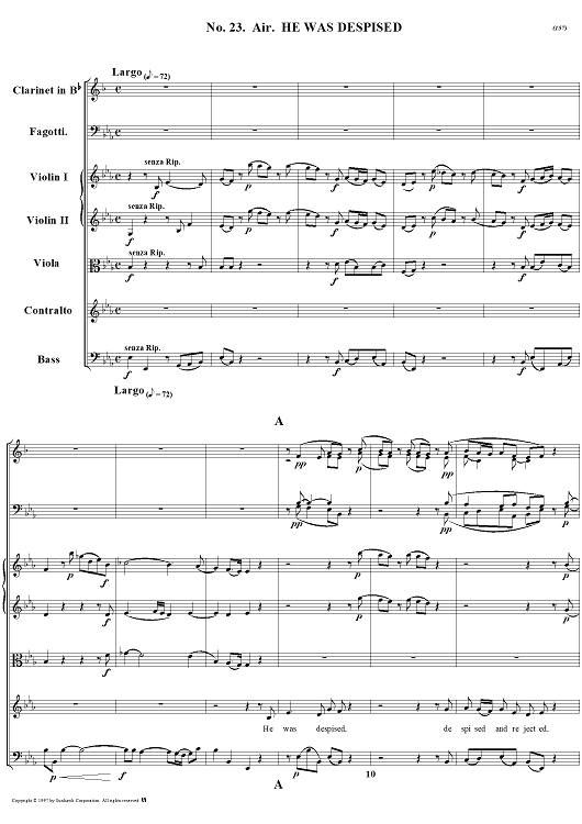 Messiah, no. 23: He was despised - Full Score