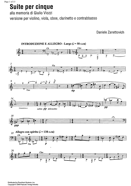 Suite per cinque - Oboe